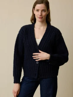 Strickjacke aus Bio-Wolle, 39 dunkelblau, L, GOTS