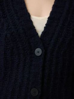 Strickjacke aus Bio-Wolle, 39 dunkelblau, L, GOTS