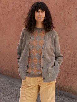 Strickjacke aus Yakwolle, 64 hasel melange, S