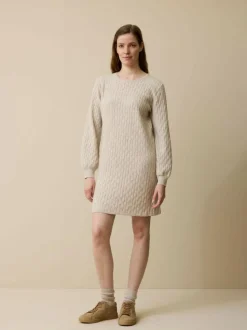 Strickkleid aus Bio-Baumwolle und Wolle, 44 sand melange, XL, GOTS