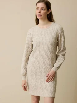 Strickkleid aus Bio-Baumwolle und Wolle, 44 sand melange, XL, GOTS