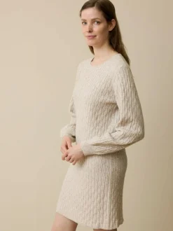 Strickkleid aus Bio-Baumwolle und Wolle, 44 sand melange, XL, GOTS