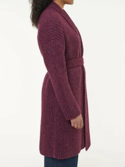 Strickmantel aus Alpakawolle und Bio-Baumwolle, 07 aubergine melange, S