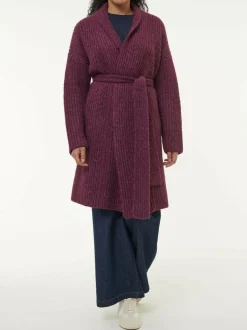 Strickmantel aus Alpakawolle und Bio-Baumwolle, 07 aubergine melange, S