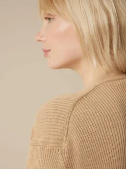 Strickmantel aus Bio-Baumwolle, 58 caramel melange, XS, GOTS