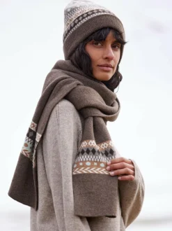 Strickmütze aus Yakwolle, Wolle und Kamelhaar, 84 yak gemustert eisblau, one size