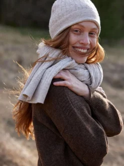 Strickschal aus Bio-Baumwolle und Wolle, 44 sand melange, one size, GOTS