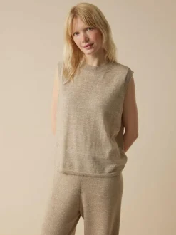 Stricktop aus Bio-Leinen und Wolle, 52 leinen melange, L, GOTS