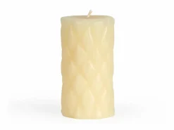Stumpenkerze Relief aus Bienenwachs, elfenbein, Höhe 15 cm, ø 8 cm