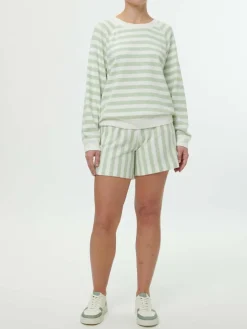 Sweater aus Bio Baumwolle, 51 pastellgrün/weiss ringel, S, GOTS