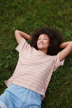 Sweatshirt aus Bio Baumwolle, 85 camelie/offwhite, S, GOTS