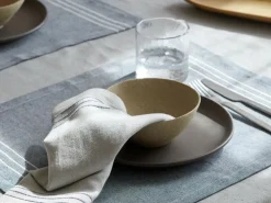 Tischdecke EMMA, blau/natur, 135 x 250 cm, 50 % Baumwolle/50 % Leinen, GOTS