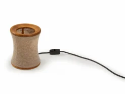 Tischleuchte Malla inkl. Leuchtmittel, Schirm 100% Schafschurwolle, 3D Strick Sand, Eiche