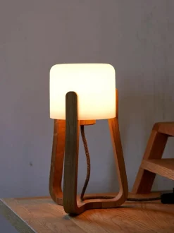 Tischleuchte Torasu, Höhe 30 cm, Ø 14 cm, Eiche, inkl. Leuchtmittel