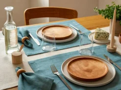 Tischset ARIANA, meerblau, 38 x 48 cm, 60% Baumwolle/40% Leinen, GOTS