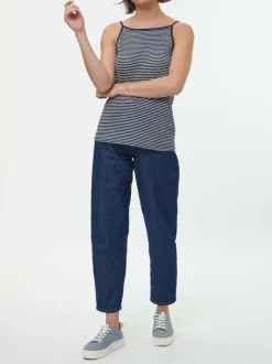 Top aus Bio Leinen/Baumwolle, 55 navy/offwhite ringel, 38, GOTS