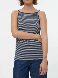 Top aus Bio Leinen/Baumwolle, 55 navy/offwhite ringel, 38, GOTS