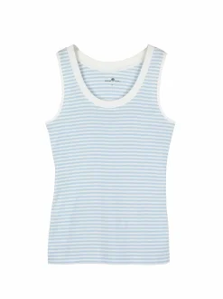 Top aus Bio-Baumwolle, 52 himmelblau/weiss, 42, GOTS