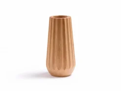 Vase aus Erlenholz, Kannelur, H 26,5 cm, geölt, inkl. Glaseinsatz