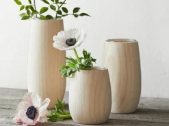 Vase aus Eschenholz, inkl. Glaseinsatz, H 17 cm, ø 8 cm