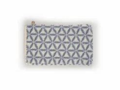 Waschhandschuh "Blume des Lebens", taubenblau/natur, 17 x 25 cm, 100 % Baumwolle, GOTS