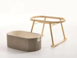 Wiege Serafina, inkl. Housse und Matratze, Wollstoff Tano Natur (79), Esche