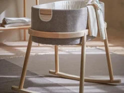 Wiege Serafina, inkl. Housse und Matratze, Wollstoff Tano Natur (79), Esche