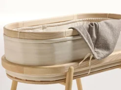 Wiege Serafina, inkl. Housse und Matratze, Wollstoff Tano Natur (79), Esche