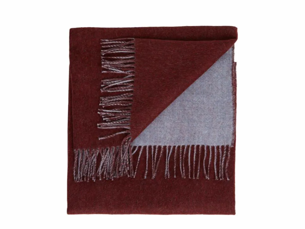 Wohndecke Gwen, blau/pflaume, 130 x 180 cm, 100 % Alpakawolle