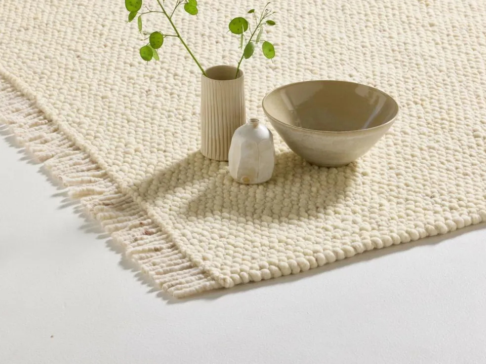 Wollteppich Cheviot, GOTS, Naturweiß ungefärbt, 70 x 140 cm