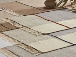 Wollteppich Kelim Mata, Sand/Thymian, 70 x 140 cm