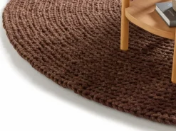 Wollteppich Maglia, Dunkelbraun, Ø 140 cm