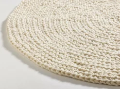 Wollteppich Maglia, Naturweiß ungefärbt, Ø 140 cm