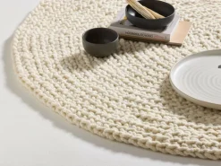 Wollteppich Maglia, Naturweiß ungefärbt, Ø 140 cm